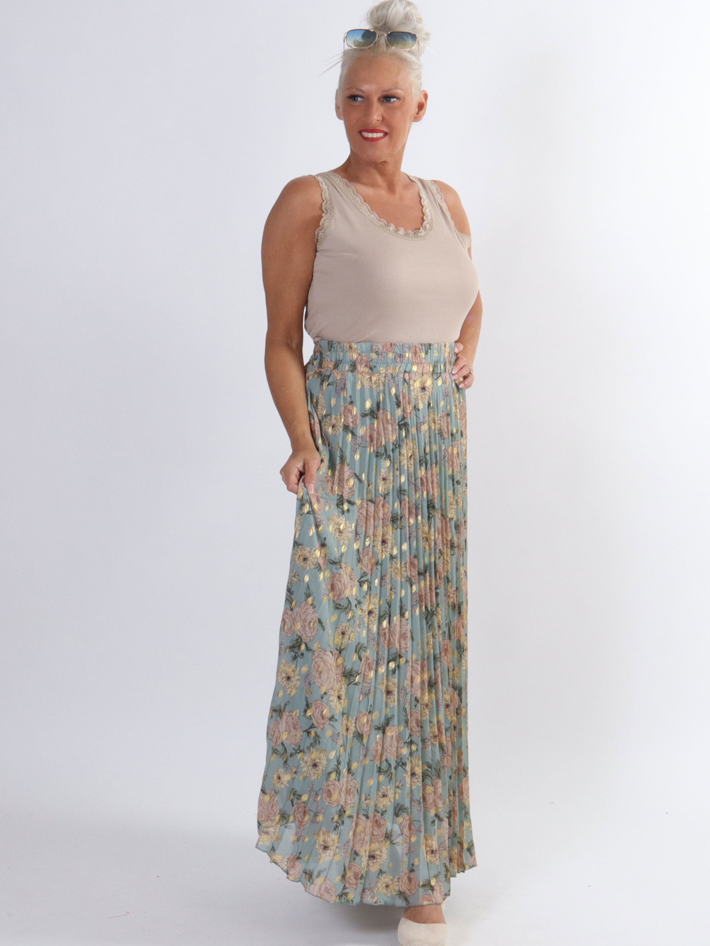 Josefine - Sød plisseret nederdel med blomsterprint